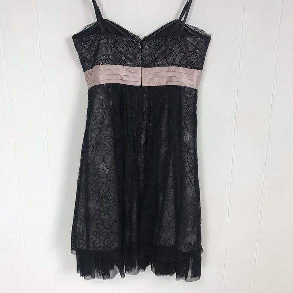 BCBG MAXAZRIA Black Pink Floral Lace Tulle Dress - Picture 6 of 8